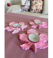 Üçlü Tealight Mumluk,Dekoratif Mumluk,Hediyelik Mumluk,Yaprak Şekilli Mumluk