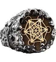 Kutsal Geometri Erkek Yüzüğü, 925 Ayar Gümüş Metatron Küp Tasarımı