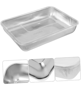 Çok Amaçlı Paslanmaz Çelik Fırın ve Saklama Kabı 25 x 20 x 5 Cm