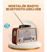 Eskitme Tasarımlı Ahşap Bluetooth Radyo LED Aydınlatmalı