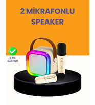 Çift Mikrofonlu Kompakt Karaoke Hoparlör – Uzun Pil Ömrü