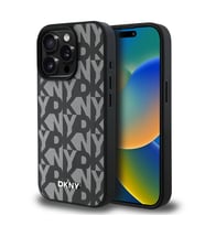 Apple iPhone 15 Pro Max Uyumlu Kılıf DKNY Orjinal Lisanslı M-safe Şarj Özellikli 3D Yazılı Grid Pattern Kapak