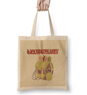 funny Travel gift design lover-Trippin Wanderlust - Journey Adventurer- Vacation Bez Çanta Uzun Saplı