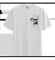 Smoke Skull - %100 Pamuklu Erkek Beyaz Tişört - Premium Quality (Siyah - Beyaz)