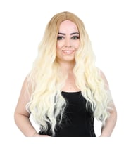 Fiber Sentetik Uzun Su Dalgası Peruk - Balköpüğü / Platin Uzun Ombreli
