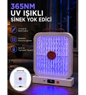 UV Işıklı Şarj Edilebilir Sinek Yok Edici Elektrikli Lamba Beyaz