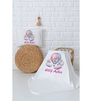 Pia Baby Premium %100 Pamuk Çift Kat Penye Battaniye ve Yastık Kılıfı Yenidoğan Kız Bebek Hediyesi 5046-10 (Ekru)