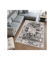 Rovigo Home Dijital Baskı Yıkanabilir Kaymaz Taban Salon Halısı RVG0391 (Siyah)