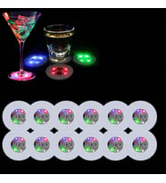 Renkli LED Işıklı Bardak Altlığı - Dekoratif 12 Adet Pilli
