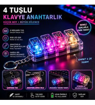 4 Tuşlu RGB Klavye Anahtarlık Işıklı Mini Mekanik Keychain LED Efektli