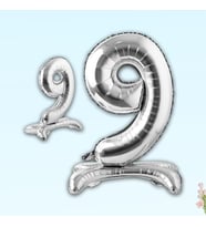 9 Rakam Ayaklı Folyo Balon, 65 cm - Gümüş (STD)