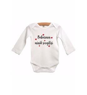Babasının Minik Sevgilisi Sevgililer Günü Baskılı Bebek Body Zıbın