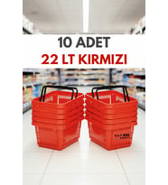 10 ADET / 22 Litre Plastik Market Alışveriş Sepeti Profesyonel Market Mağaza El Sepeti Kırmızı