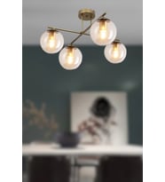 Neutral 4’lü Cam Küre Modern Avize – Salon & Oturma Odası Avizesi (Eskitme Altın)