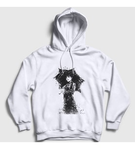 Presmono Unisex Beyaz Umbrella Wednesday Addams Family Addams Ailesi Kapüşonlu Sweatshirt 366351tt