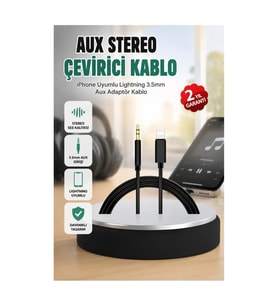 iPhone Uyumlu Lightning – 3.5 mm Aux Stereo Ses Kablosu 1 Metre