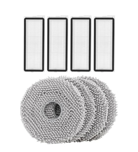 Roborock QRevo Edge Uyumlu 4 Adet Hepa Filtre 4 Adet Mop Fiber Paspas