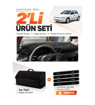 HYUNDAİ ACCENT YUMURTA KASA (1993-1999) Uyumlu Torpido Örtüsü + Tay Tüyü Bagaj Çantası Seti - Siyah