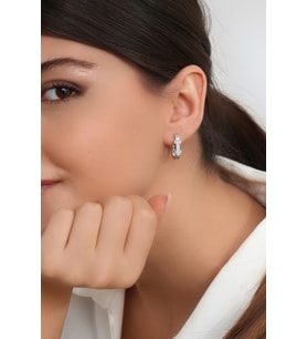 Kadın 925 Ayar Gümüş Zirkon Taşlı Küpe (Rodyum)
