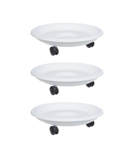 Omnipazar SO-TT02 Tekerlekli Saksı Tabağı No 2 Beyaz 3 Adet