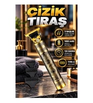 T Bıçaklı Şarjlı Saç ve Sakal Tıraş Makinesi – 3 Başlık, 1400 mAh, 120 Dakika Kullanım