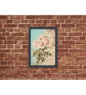 Ahşap Kendinden Çerçeveli Tablo - Vintage Pembe Gül - 1, Standart - 20x28cm