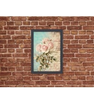 Ahşap Kendinden Çerçeveli Tablo - Vintage Pembe Gül - 1, Standart - 20x28cm