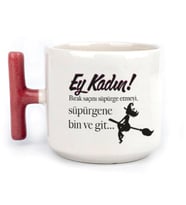 Ey Kadın! Baskılı Kadınlar Günü Kırmızı Kulplu T Kupa