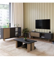İnarch Dizayn Ravello Oturma Odası SET – Modern Konsol, TV Sehpası ve Orta Sehpa Üçlü Takım (Meşe)