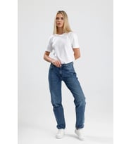 #KadınJean %100 Pamuk Orta Koyulukta Indigo Denim Mommy Fit Kesim Mimmy26 Rahat Kadın Jean Pantolon