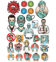 Doktor Virüs Temalı Sticker Set 15 Parça Telefon, Tablet, Defter, Laptop Sticker
