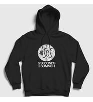 Presmono Unisex Beyaz Logo 5 Seconds Of Summer Kapüşonlu Sweatshirt 79050tt (Siyah)
