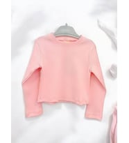 Kız Çocuk Fitilli Crop Bluz (Pembe)