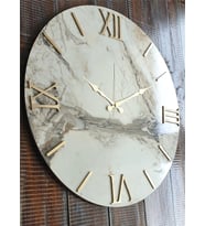 Markakanvas Mermer Desenli  Duvar Saati   ( Çap 50 cm - 80 cm ) (Altın)