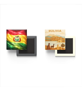 Buzdolap Magnetleri - Bolivya Bayrağı ve Paper Cut Tema - 2'li Set Magneti