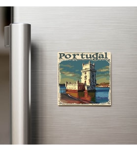 Portekiz Portugal - Posta Pulu Temalı Ülke - Baskılı Buzdolap Magneti Kare - 9x9 cm
