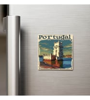 Portekiz Portugal - Posta Pulu Temalı Ülke - Baskılı Buzdolap Magneti Kare - 9x9 cm