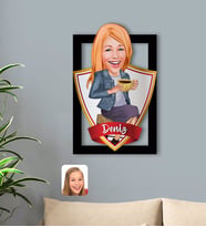 BK Gift Kişiye Özel İsimli Kadın Karikatürlü 3D Ahşap Tablo-107