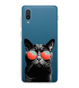 PrintiFy Samsung Galaxy A02 ile Uyumlu Kedi 3 Kamera Korumalı Şeffaf Kılıf