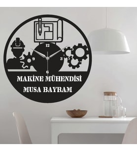 Makine Mühendisi Temalı Ahşap Duvar Saati