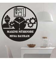 Makine Mühendisi Temalı Ahşap Duvar Saati