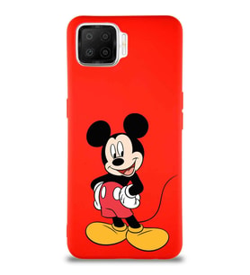 Oppo A73 Soft Premier Kapak Mickey Mouse-E Tasarımlı Silikon Kılıf - Kırmızı (Şeffaf)