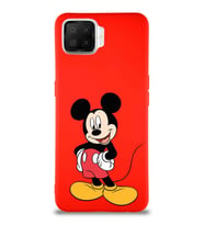 Oppo A73 Soft Premier Kapak Mickey Mouse-E Tasarımlı Silikon Kılıf - Kırmızı (Şeffaf)