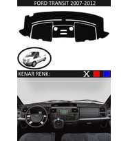 Ford Transit 2007-2012 Için Uygun Torpido Koruma Halısı Siyah Kenar Renk Siyah