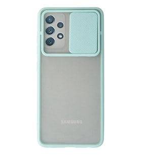 Durukar® Samsung Galaxy A52 Kılıf Palm Buzlu Kamera Sürgülü Silikon - Turkuaz