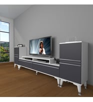Decoraktiv Ekoflex On2 Mdf Silver Tv Ünitesi Tv Sehpası - Beyaz Antrasit (Beyaz - Antrasit)