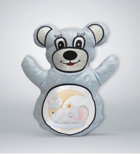 BK Gift Sevimli Fil ve Tavşan Tasarımlı Mavi Ayıcık Yastık-1