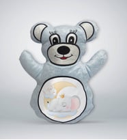 BK Gift Sevimli Fil ve Tavşan Tasarımlı Mavi Ayıcık Yastık-1