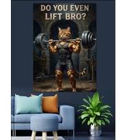 "Do You Even Lift Bro" Kedi Dekoratif Kanvas - Mdf Ahşap Tablo
