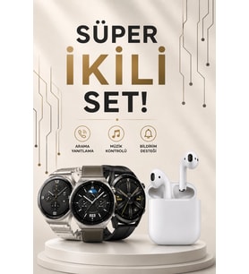 Akıllı Saat ve Kulaklık Seti Dokunmatik Ekran 5.0 Bluetooth Bağlantılı Sesli Görüşme